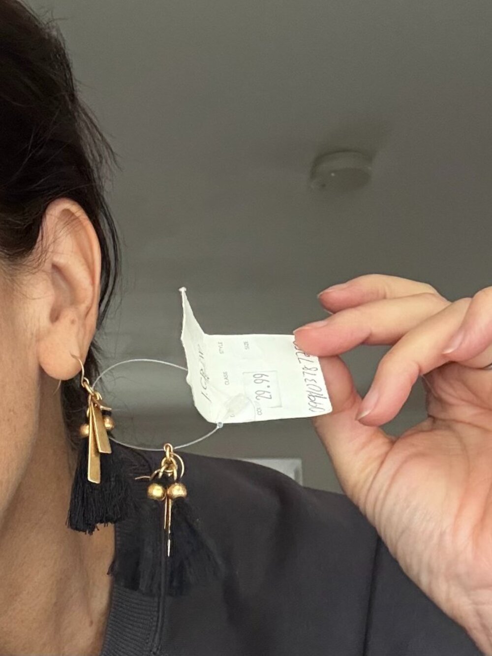 J. Crew black and gold tassel earrings